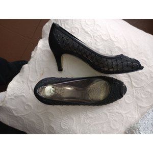 Adrianna Papell Black Saba Mesh Classic Jamie size 7m